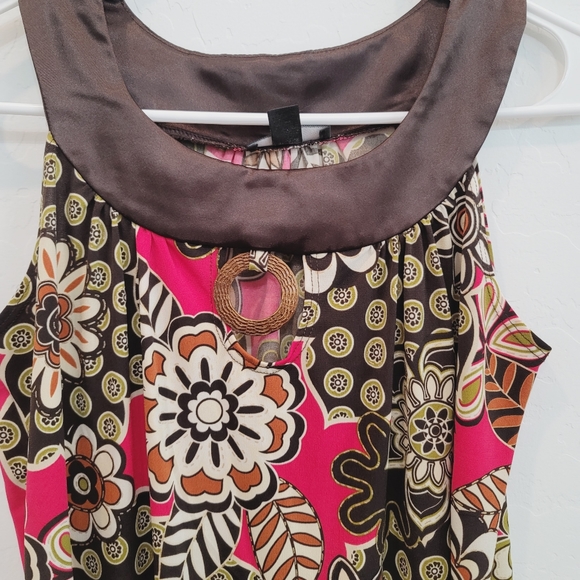 BCX Brown/Pink Halter Floral Top Size Small - Picture 8 of 12